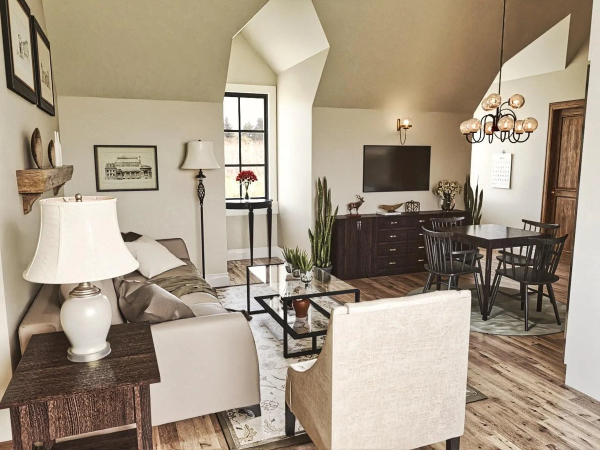 interior design garage plan with apartment