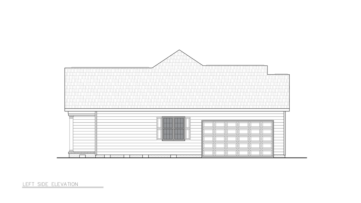 A8199-A Traditional House, 3 Bedrooms, 2 Bathrooms | Summer House Plan Left Elevation