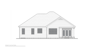 A8199-A Traditional House, 3 Bedrooms, 2 Bathrooms | Summer House Plan Rear Elevation