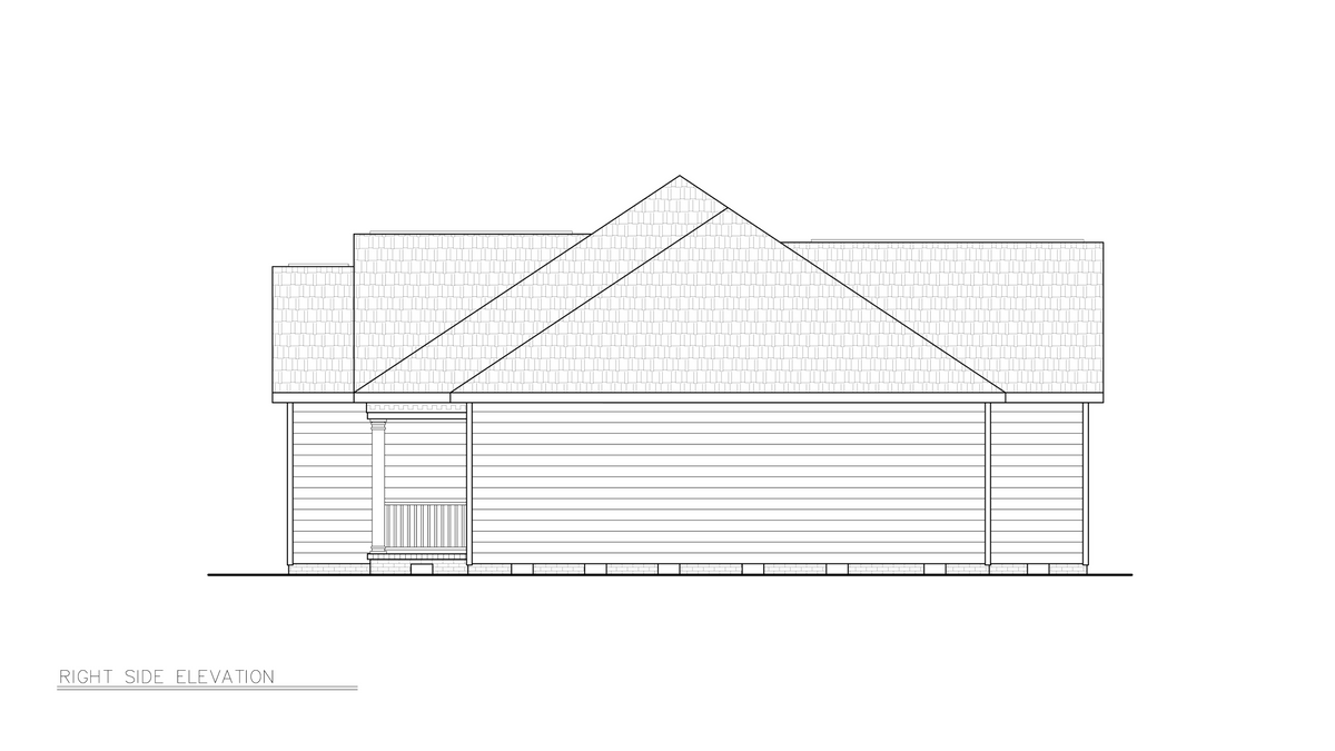 A8199-A Traditional House, 3 Bedrooms, 2 Bathrooms | Summer House Plan Right Elevation
