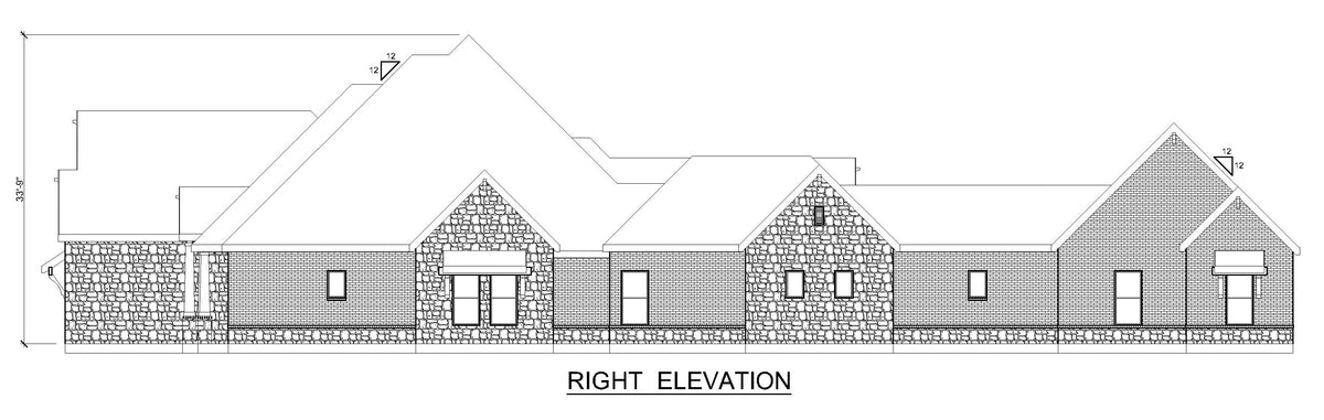 F8441-A Modern Farmhouse, 4 Bedrooms, 3.5 Bathrooms | Teal Harbor House Plan Right Elevation