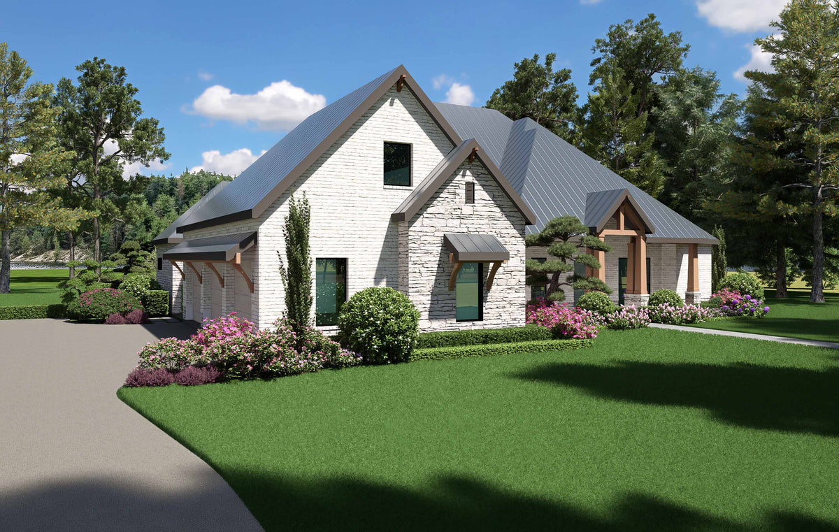 F8441-A Modern Farmhouse, 4 Bedrooms, 3.5 Bathrooms | Teal Harbor House Plan Exterior-3