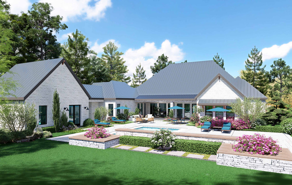 F8441-A Modern Farmhouse, 4 Bedrooms, 3.5 Bathrooms | Teal Harbor House Plan Exterior-4
