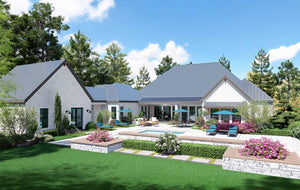F8441-A Modern Farmhouse, 4 Bedrooms, 3.5 Bathrooms | Teal Harbor House Plan Exterior-4