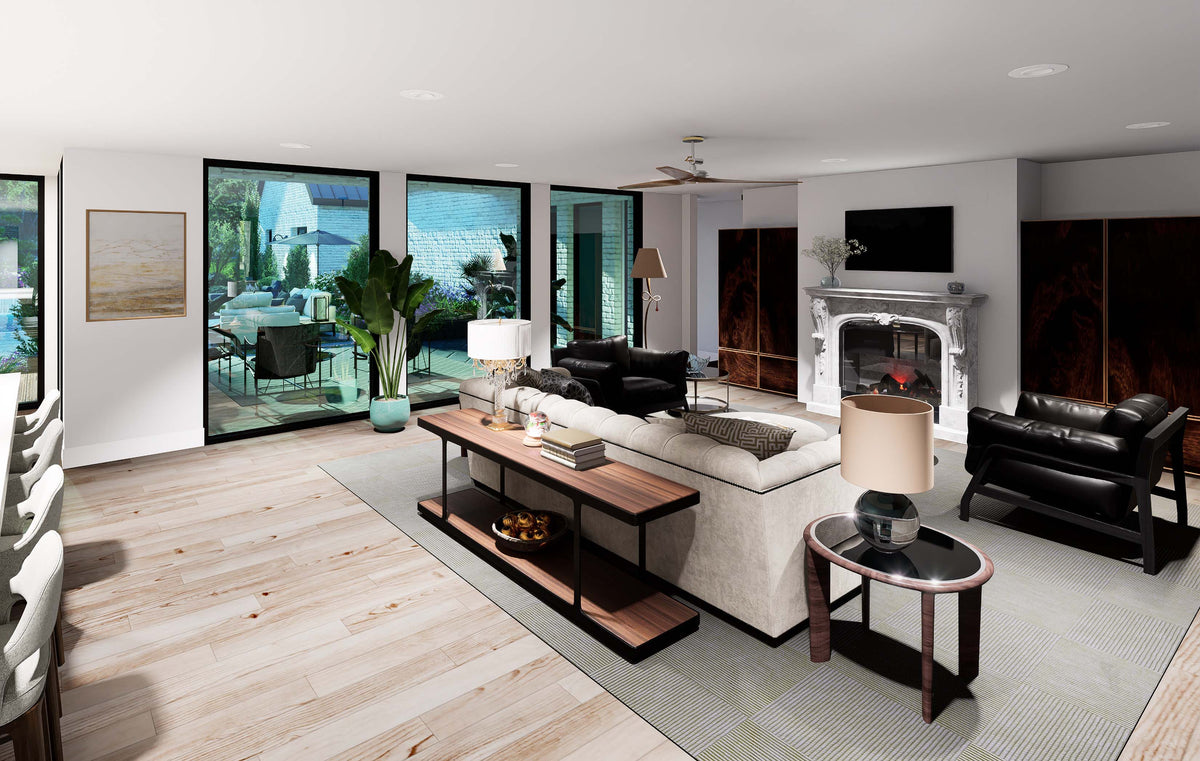 F8441-A Modern Farmhouse, 4 Bedrooms, 3.5 Bathrooms | Teal Harbor House Plan Family Room