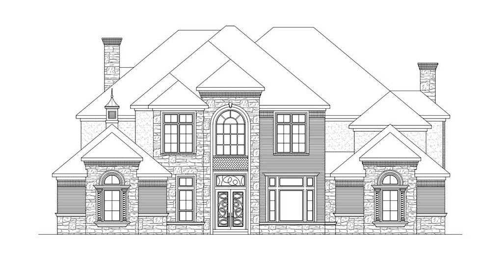 Tanglewood Manor House Plan - Elevation Front