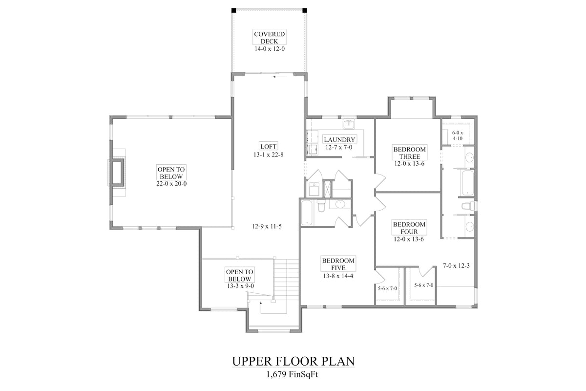 I7384-A The Angel Rock House Second Floor Plan 4-5 Beds 4.5 Baths