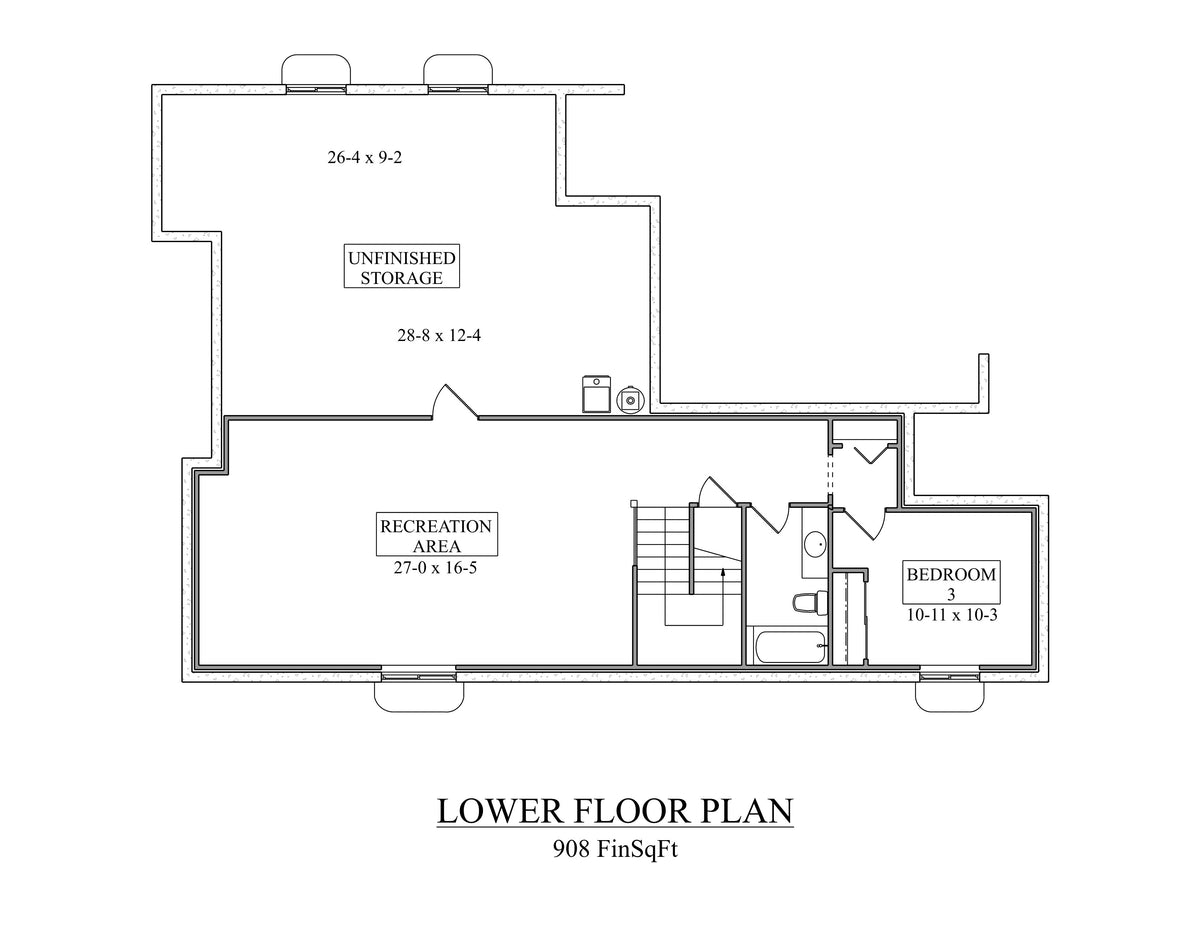 I7384-A The Crabapple House Lower Floor Plan 2 Beds 2 Baths