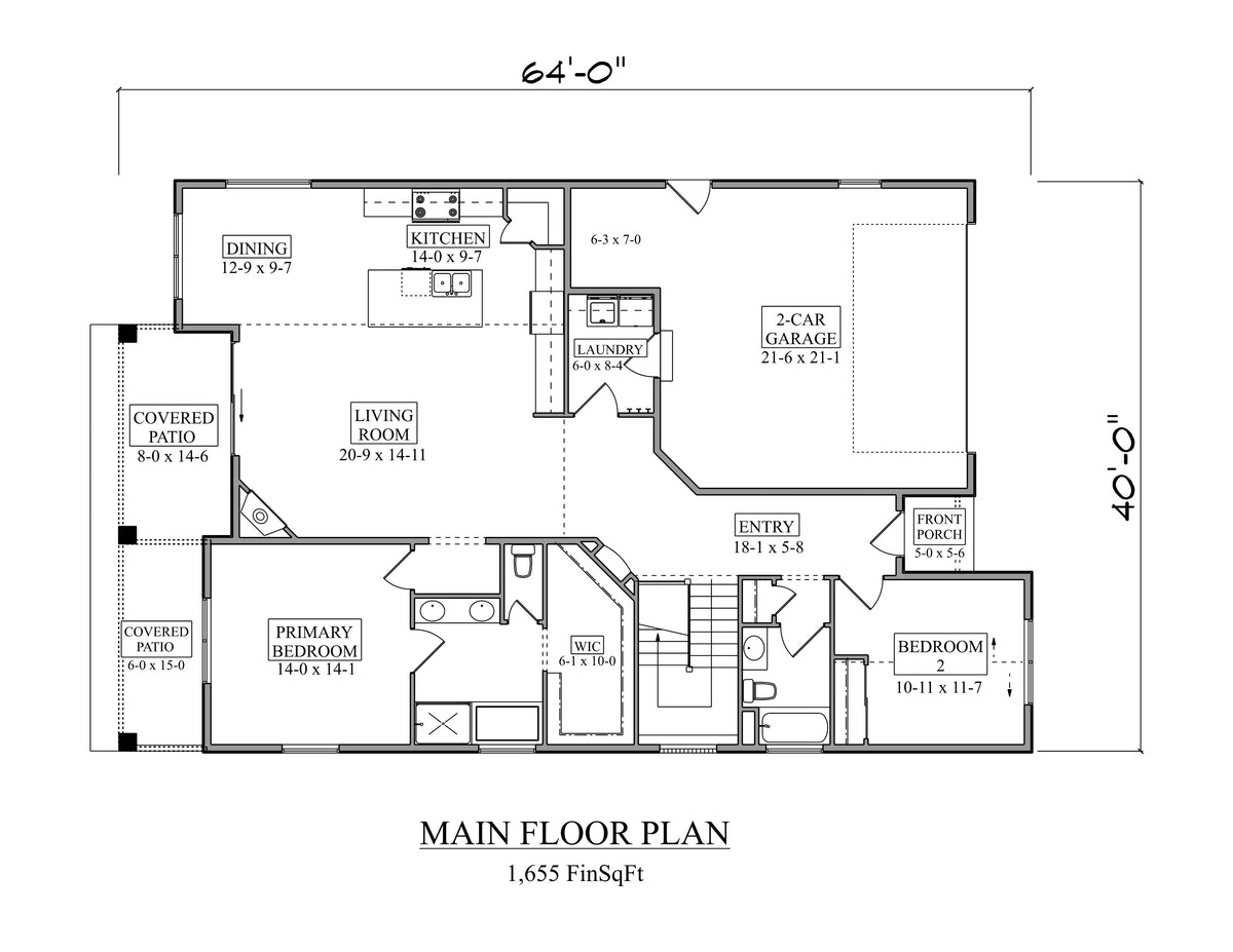 I7384-A The Crabapple House First Floor Plan 2 Beds 2 Baths