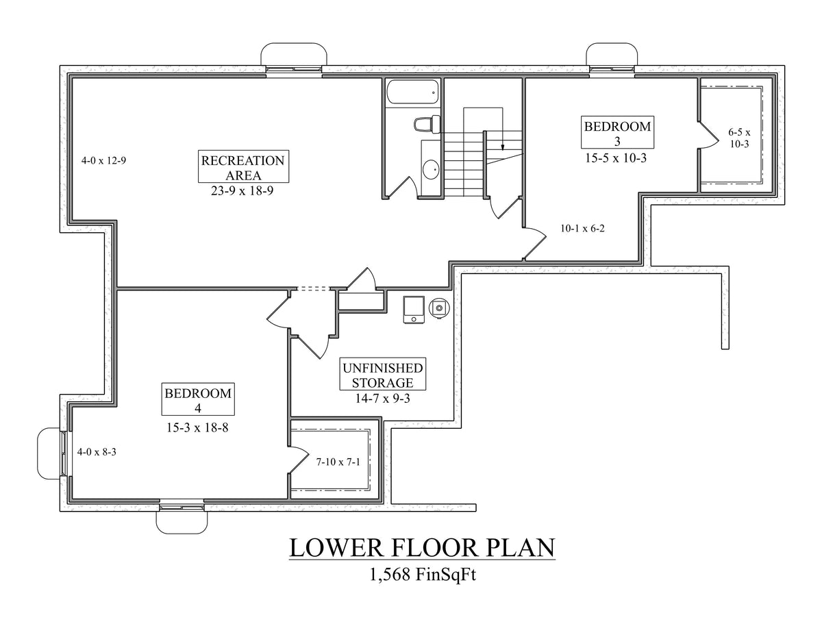 I7386-A the Crabapple II House Lower Floor Plan 2 Beds 2 Baths