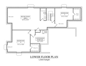 I7386-A the Crabapple II House Lower Floor Plan 2 Beds 2 Baths