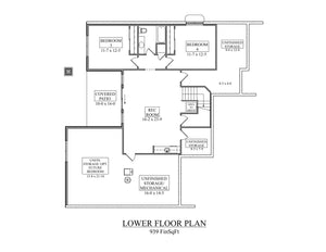 I8351-A Craftsman Ranch House Basement Floor Plan, 2 Bedrooms, 2 Bathrooms | Cranberry House Plan 