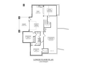 I7634-A Ranch House Basement Floor Plan, 3 Bedrooms, 2 Bathrooms | The Dalton Road House Plan