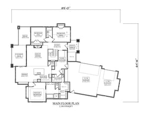 I7634-A Ranch House First Floor Plan, 3 Bedrooms, 2 Bathrooms | The Dalton Road House Plan