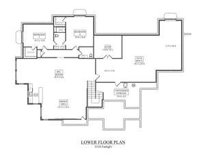 I8352-A Modern Mountain House Basement Floor Plan, 3 Bedrooms, 3.5 Bathrooms | Falcone Valley House Plan 