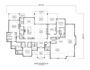 I8352-A Modern Mountain House First Floor Plan, 3 Bedrooms, 3.5 Bathrooms | Falcone Valley House Plan 