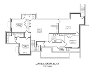 I7632-A Modern Ranch House Basement Floor Plan, 2 Bedrooms, 2.5 Bathrooms | The Gilroy Lane House Plan 