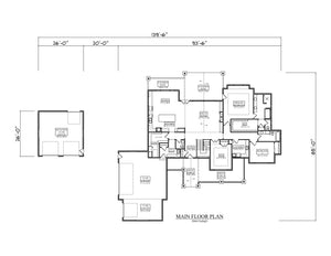 I7965-A Craftsman Mountain House First Floor Plan, 3 Bedrooms, 2.5 Bathrooms | The Horse Creek 3605