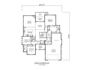 I7967-A Craftsman Mountain House First Floor Plan, 3 Bedrooms, 2.5 Bathrooms | The Lancaster 3660 