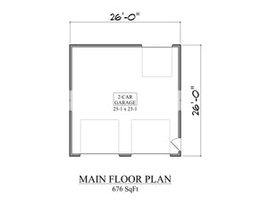 I7968-A Craftsman Garage Floor Plan | The Lilly 3650 