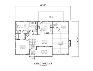 I8360-A Modern Mountain House First Floor Plan, 3 Bedrooms, 4.5 Bathrooms | The Lowell Mountain House Plan 