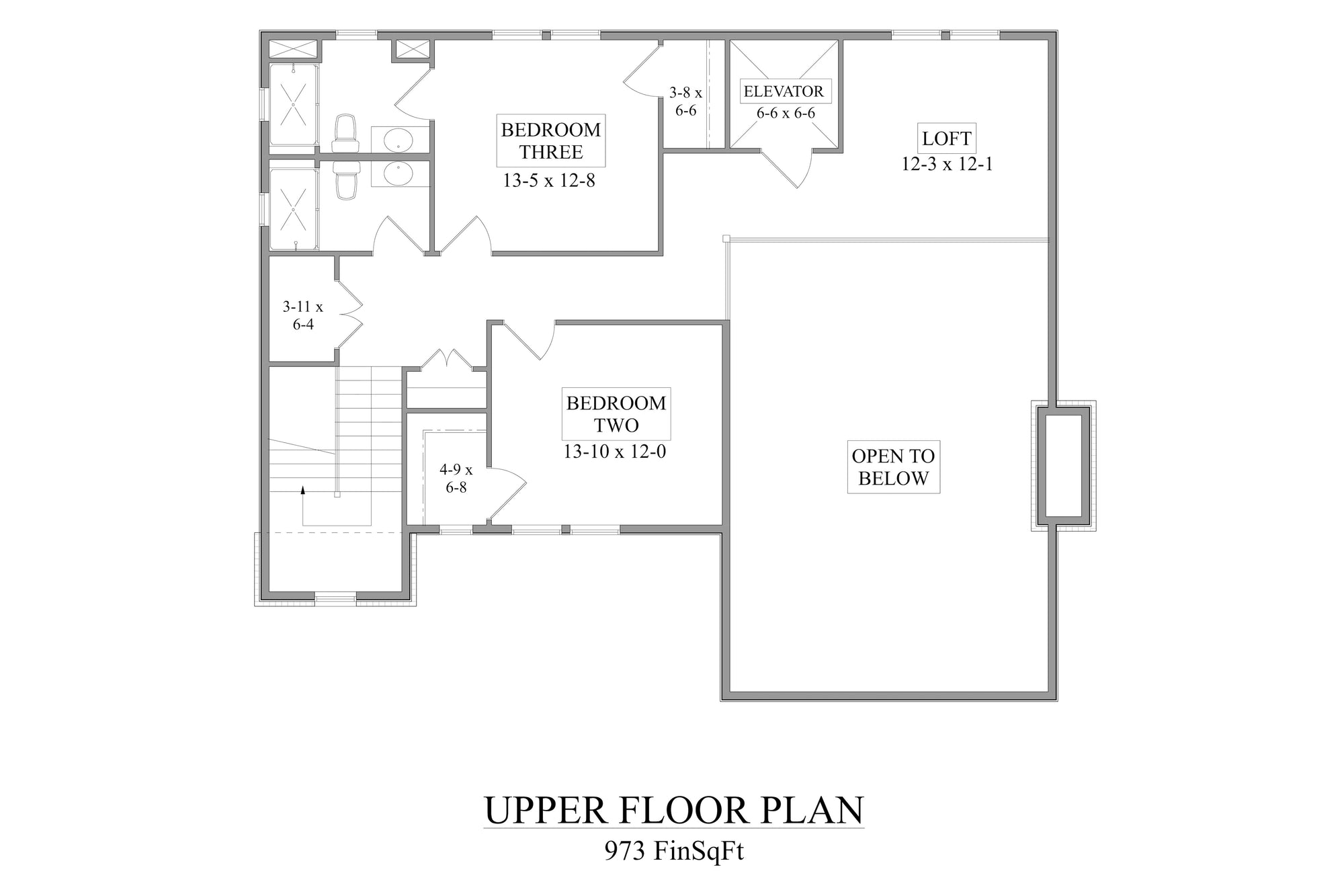 I8360-A Modern Mountain House Second Floor Plan, 3 Bedrooms, 4.5 Bathrooms | The Lowell Mountain House Plan 