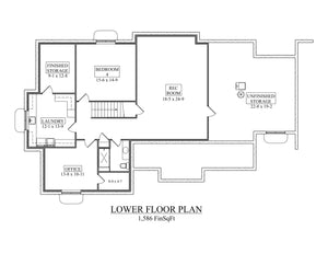 I8365-A Ranch House Basement Floor Plan, 3 Bedrooms, 2 Bathrooms | Meadowwood House Plan 