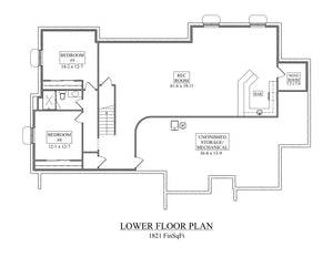 I7393-A The Nelson House Basement Floor Plan 3 Beds 2.5 Baths