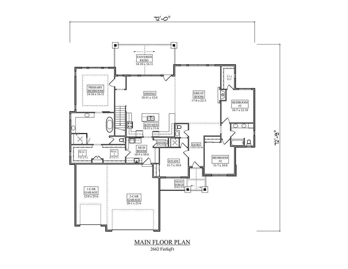 I7393-A The Nelson House First Floor Plan 3 Beds 2.5 Baths