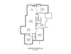 I8369-A Ranch House Basement Floor Plan, 3 to 4 Bedrooms, 2.5 Bathrooms | Redmill House Plan 