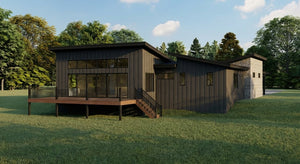 I8370-A Mid-Century Modern House, 2 Bedrooms, 2 Bathrooms | Saybrook House Plan Exterior-2