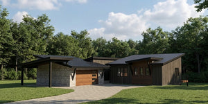 I8370-A Mid-Century Modern House, 2 Bedrooms, 2 Bathrooms | Saybrook House Plan Exterior