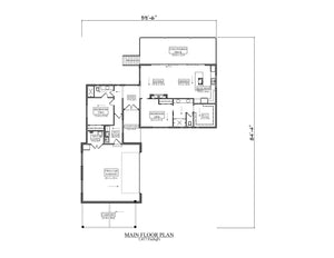 I8370-A Mid-Century Modern House First Floor Plan, 2 Bedrooms, 2 Bathrooms | Saybrook House Plan 