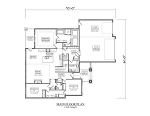I7636-A Ranch House First Floor Plan, 3 Bedrooms, 2.5 Bathrooms | The Tawny Thrush House Plan