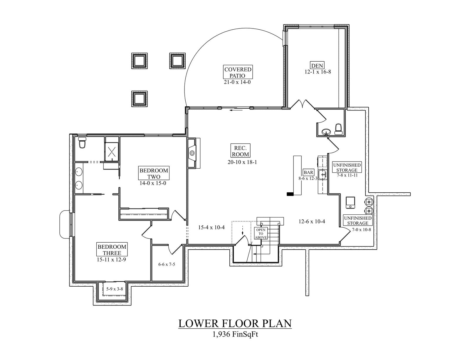 I7635-A Ranch House, 1 Bedroom, 1.5 Bathrooms | The Thunder Ridge House Plan Exterior