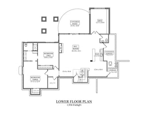 I7635-A Ranch House Basement Floor Plan, 1 Bedroom, 1.5 Bathrooms | The Thunder Ridge House Plan 