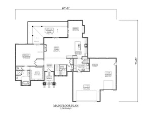 I7635-A Ranch House First Floor Plan, 1 Bedroom, 1.5 Bathrooms | The Thunder Ridge House Plan 