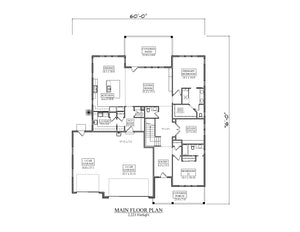 I8372-A Modern Craftsman Ranch House First Floor Plan, 2 Bedrooms, 2.5 Bathrooms | Todd Creek House Plan 