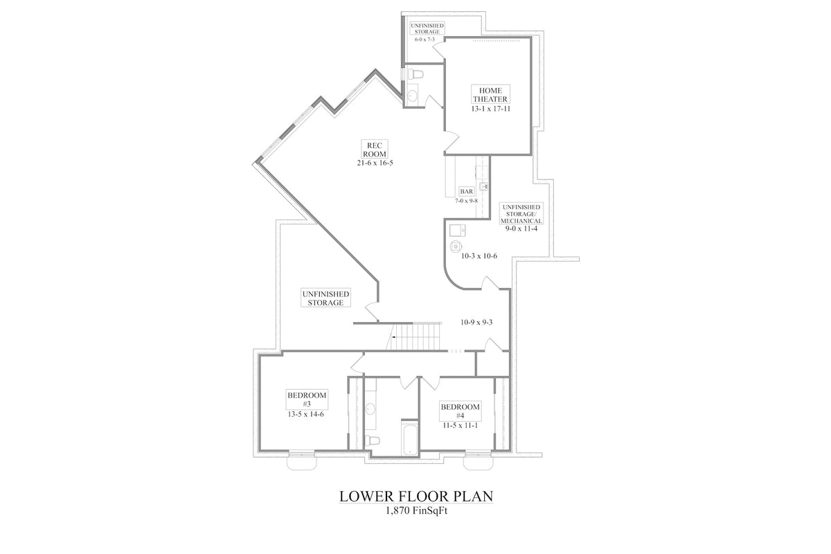 I7392-A The Mayer House Basement Floor Plan 2 Beds 2.5 Baths
