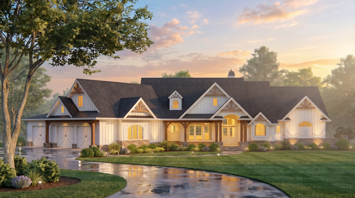 Stylish 3-Bedroom Home Plan with Expansive Basement and Side Garage