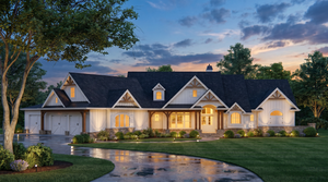 Stylish 3-Bedroom Home Plan with Expansive Basement and Side Garage