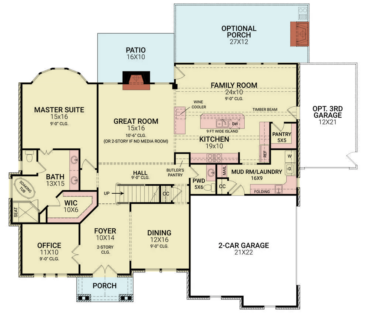 Tillman Falls House Plan - Archival Designs House Plans, floor plan