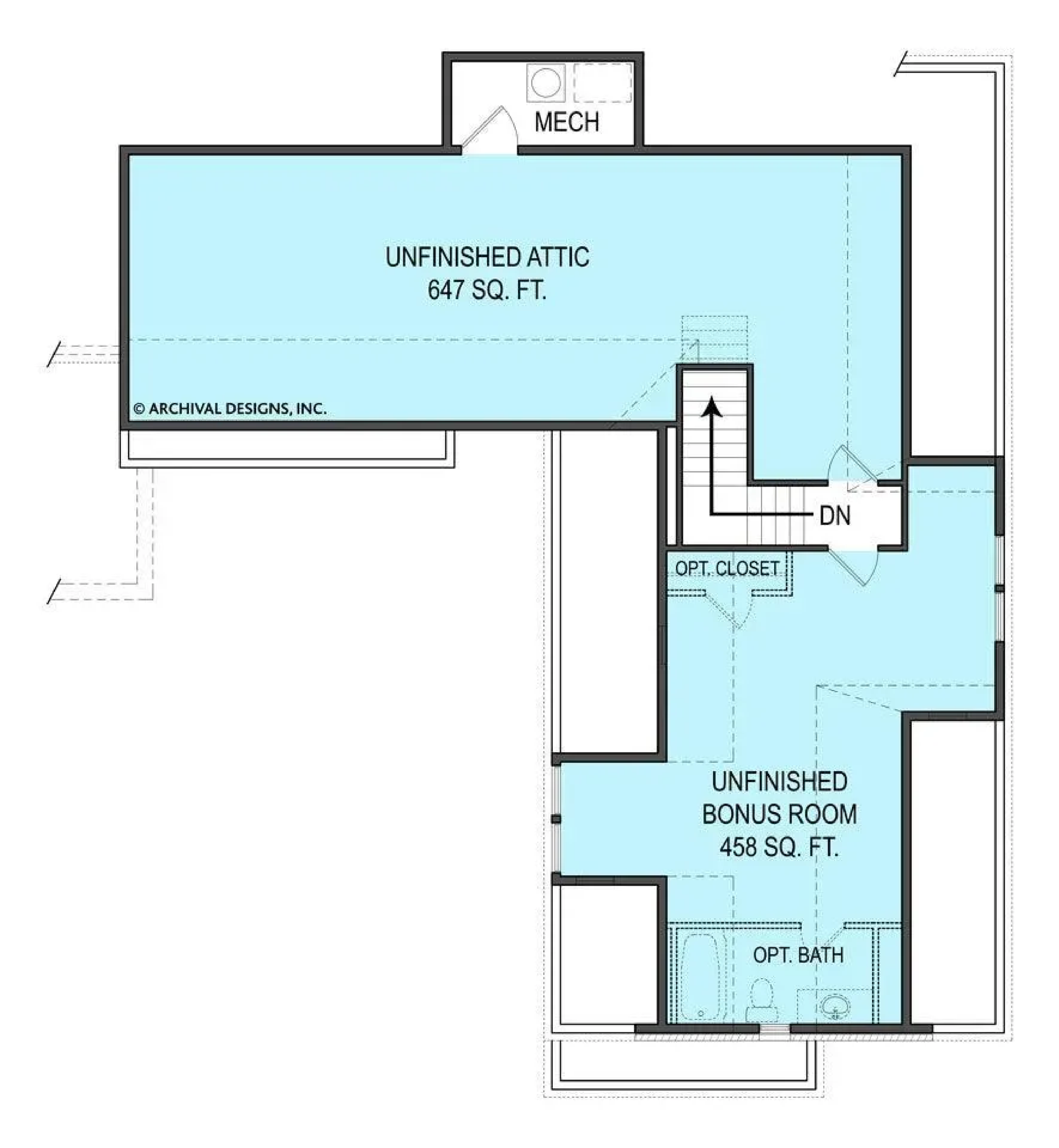 A414-A Craftsman Style House Plan 4-7 Bedrooms, 3 Bathrooms Second Floor Plan