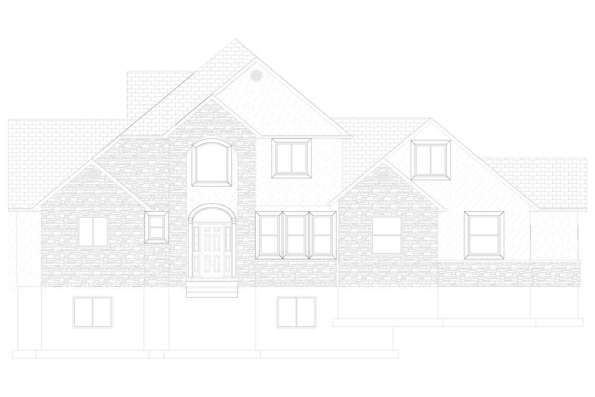 AO7991-A Transitional House, 3 to 5 Bedrooms, 2.5 to 3.5 Bathrooms | Tilo Front Elevation