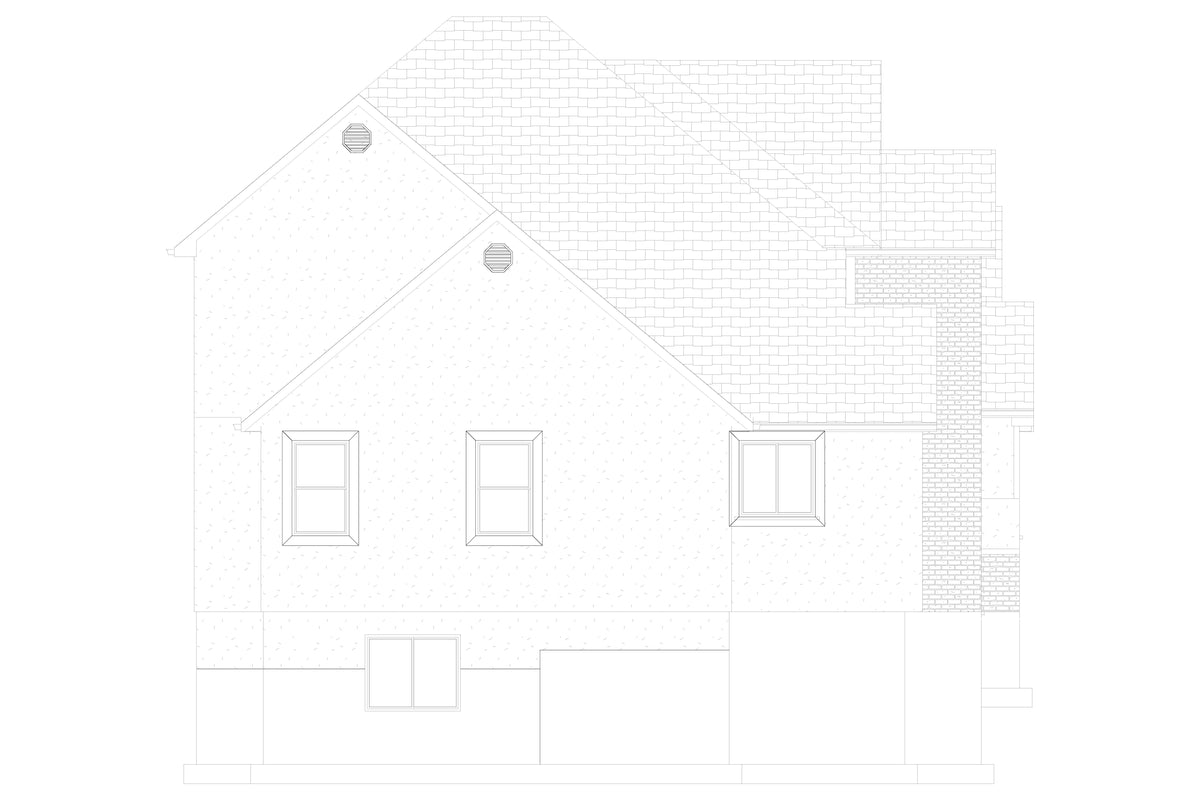 AO7991-A Transitional House, 3 to 5 Bedrooms, 2.5 to 3.5 Bathrooms | Tilo Left Elevation