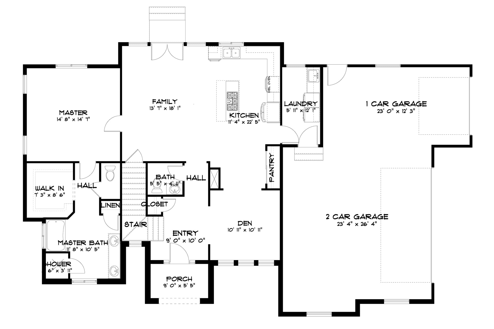 AO7991-A Transitional House First Floor Plan, 3 to 5 Bedrooms, 2.5 to 3.5 Bathrooms | Tilo 