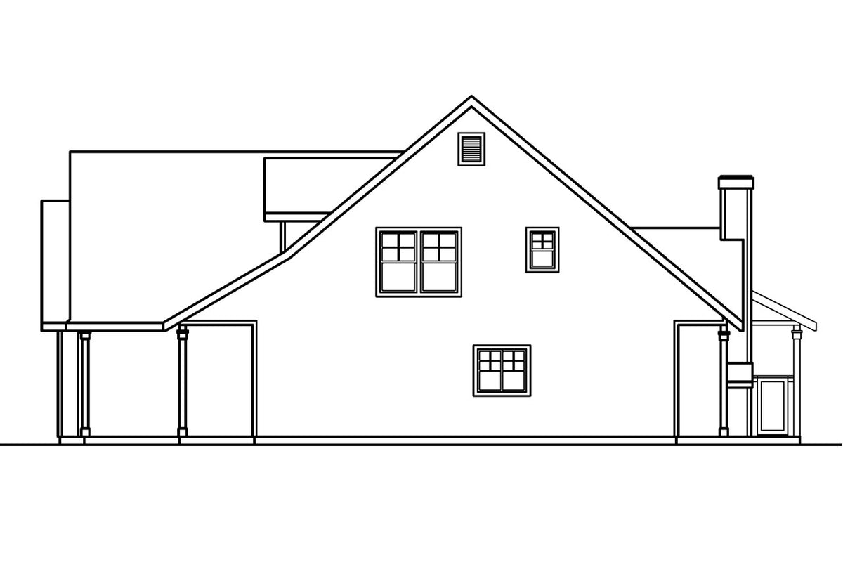 AM7661-A Country House Right Elevation, 5 Bedrooms, 5 Bathrooms | Bryson House Plan 