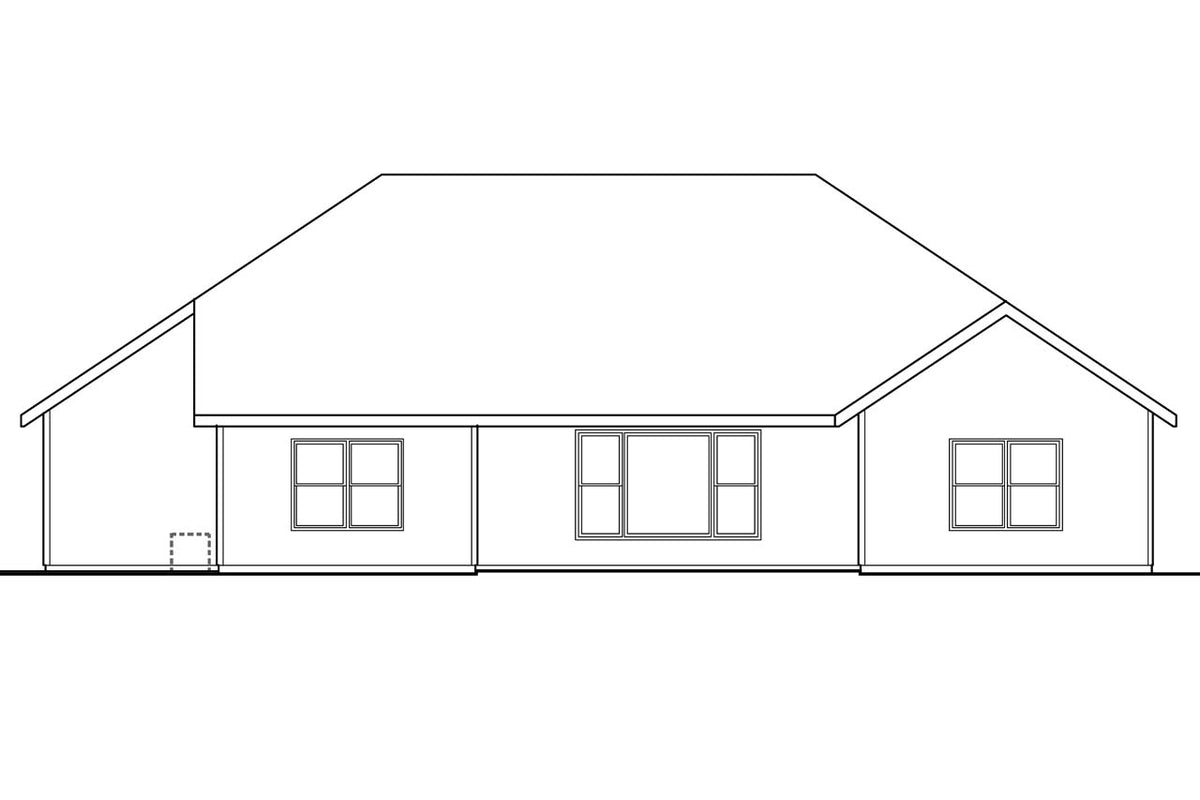 AM8284-A Prairie House, 3 Bedrooms, 2 Bathrooms | Cheyenne House Plan Rear Elevation
