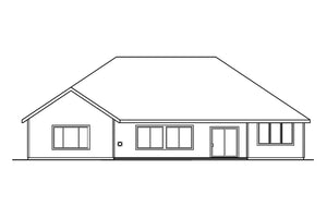 AM8101-A Ranch House, 3 Bedrooms, 2.5 Bathrooms | Ryland House Plan Rear Elevation