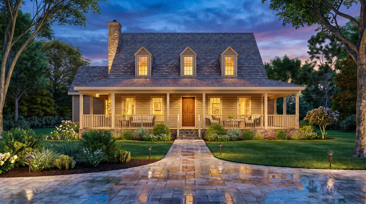 A8193-A Traditional House, 3 Bedrooms, 2 Bathrooms | Macomb House Plan Exterior-2